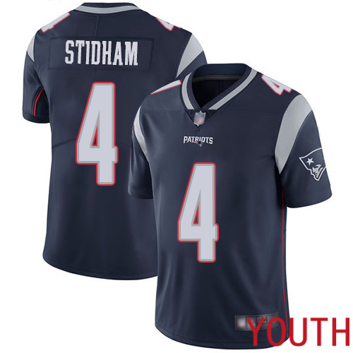 New England Patriots Limited Navy Blue Youth #4 Jarrett Stidham Home NFL Jersey Vapor->youth nfl jersey->Youth Jersey